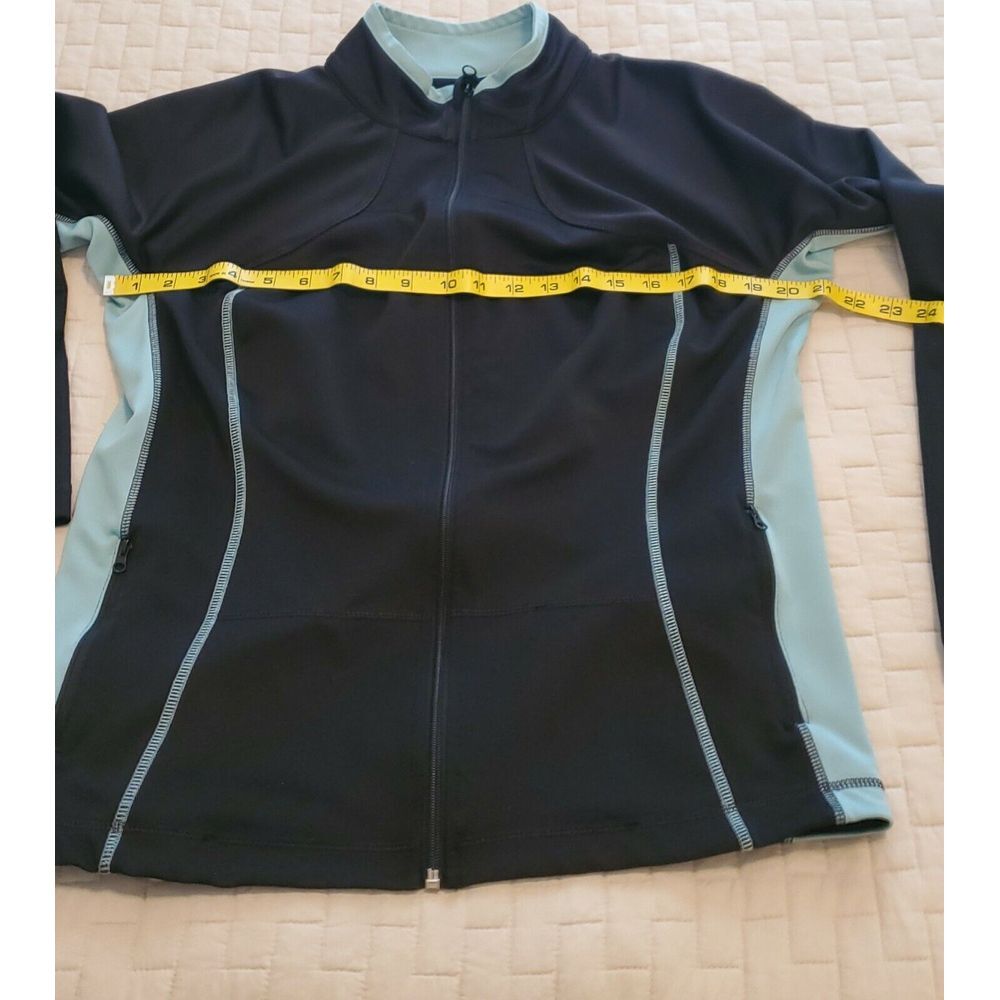 Tangerine Jacket Athletic Zip Up Active Workout/Tennis WOM LG Black/Bright Blue - Picture 6 of 9